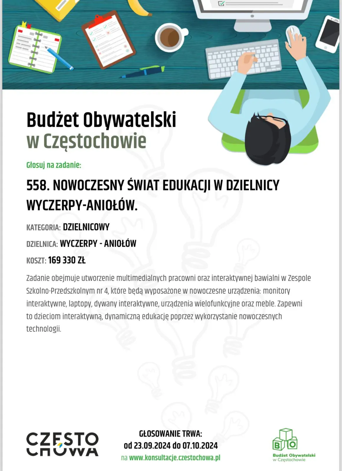 plakat z człowiekiem pracującym na laptopie